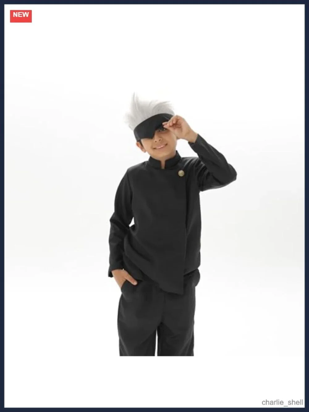 Kids Sorcerer Costume Set with Wig Blindfold Uniform Halloween